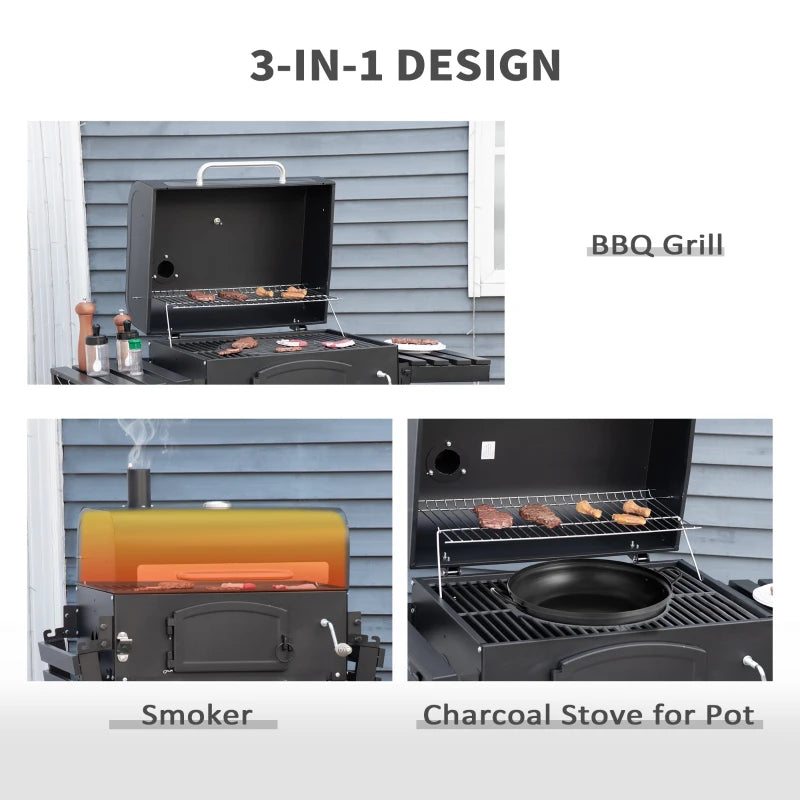 Outsunny 52" Barbecue Grill with Wheels 4+1 Burner Liquid Propane Gas Grill Outdoor Cabinet Style BBQ Trolley w/ Side Burner, Warming Rack, Storage Cabinet