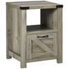 HOMCOM Farmhouse End Table, Side Table with Storage for Living Room, Gray Oak