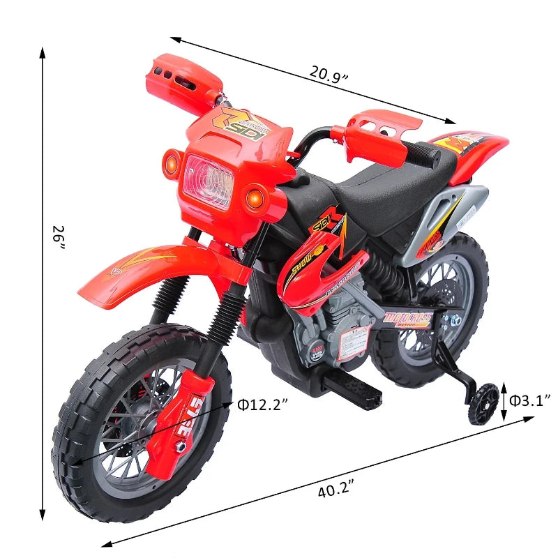 ShopEZ USA Ride-on Electric Motorcycle for Kids with Music & Horn Buttons, Stable 3-Wheel Design, & Rear Storage Space - Red