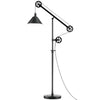 HOMCOM Modern Table Floor Lamp Set of 2 for Living Room, 2 Piece Lamp Set with Linen Lampshade Steel Base for Bedroom, Silver
