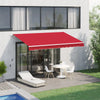Outsunny 12' x 10' Manual Retractable Awning Outdoor Sunshade Shelter for Patio, Balcony, Yard, with Adjustable & Versatile Design, Wine Red