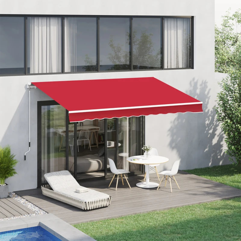 Outsunny 12' x 10' Retractable Awning Patio Awnings Sun Shade Shelter with Manual Crank Handle, 280g/m² UV & Water-Resistant Fabric and Aluminum Frame for Deck, Balcony, Yard, Coffee