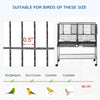 PawHut 54" Extra Large Portable Rolling Iron Aviary Flight Bird Cage and Accessories with Wheels - Black/White