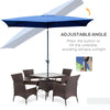 Outsunny 6.6 X 10 ft Rectangular Market Umbrella Patio Outdoor Table Umbrellas with Crank & Push Button Tilt, Blue