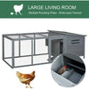 PawHut 88" Large Wooden Chicken Coop Outdoor Hen House Poultry Cage Pen Backyard with Run, Nesting Box, Waterproof Roof and Removable Tray, Natural