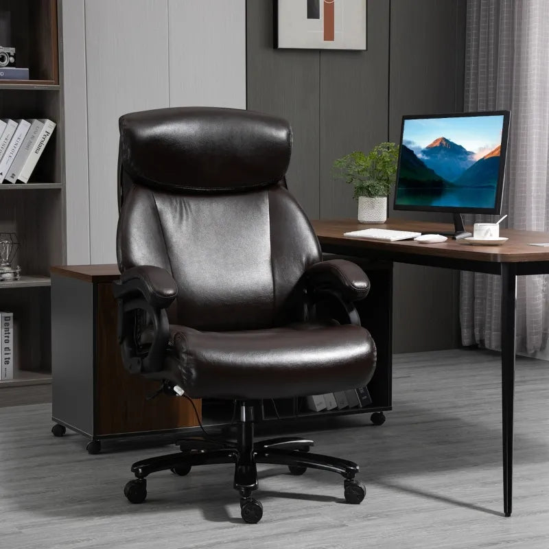 Vinsetto Big and Tall Executive Office Chair 396lbs with Wide Seat, Home High Back PU Leather Chair with Adjustable Height, Swivel Wheels, Black
