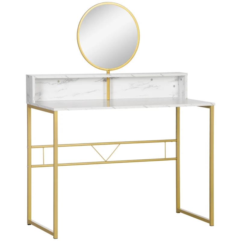 HOMCOM Modern Makeup Dressing Table Bedroom Vanity w/ Shelves, Rotating Mirror, Black