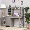 HOMCOM Home Office Desk Computer Desk, with Hutch and Storage Cabinet, Study Writing Table Workstation - Grey