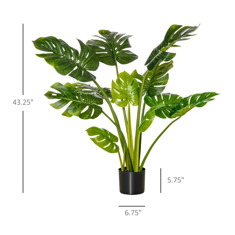 HOMCOM 4ft Artificial Monstera Tree, Faux Decorative Plant in Nursery Pot for Indoor or Outdoor Décor