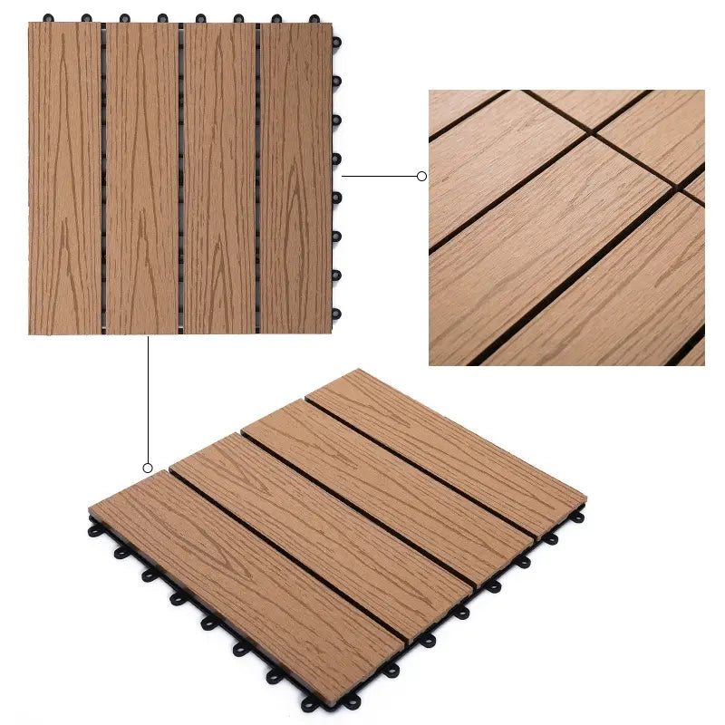 Outsunny Interlocking Deck Tiles, Pack of 11 Outdoor Flooring Patio Tiles, 12" x 12", All Weather for Porch, Balcony, Backyard for a New Classic Look, Grey