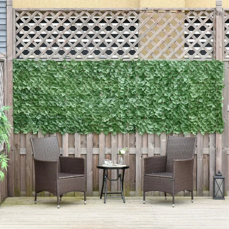 Outsunny 12 Piece Artificial Boxwood Privacy Fence Screen, 20" x 20" Faux Hedge Greenery Wall Backdrop Decoration, Indoor Outdoor Garden Decor, Green