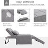 HOMCOM 4-In-1 Design Convertible Sofa Tea Table Lounge Chair Single Bed with 5-Level Adjustable Backrest, Footstool and Metal Frame for Living Room Bedroom, Grey
