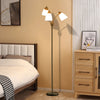 HOMCOM Traditional Floor Lamp with Leaf Design and Tapered Lampshade, Standing Lamp, Antique Bronze