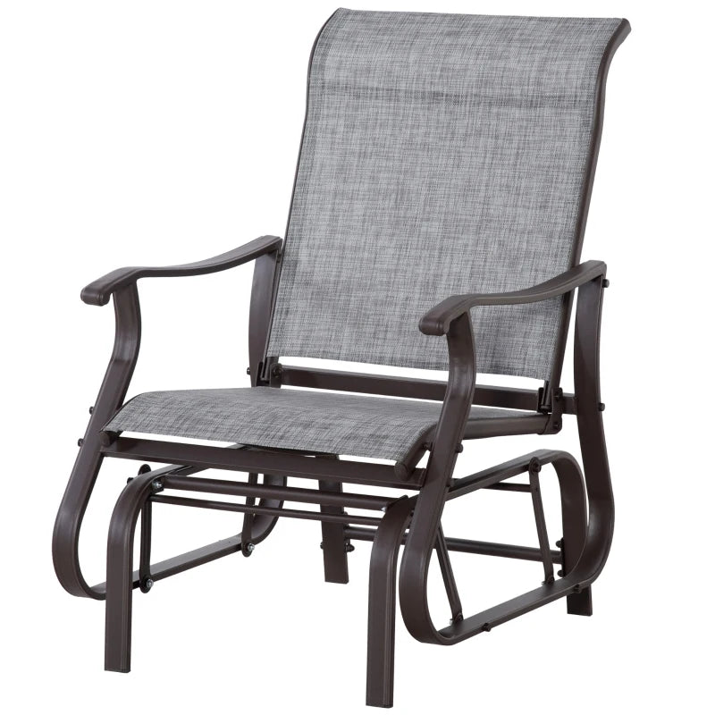 Outsunny Outdoor Swing Glider Chair, Patio Mesh Rocking Chair with Steel Frame for Backyard, Garden and Porch, Beige
