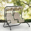 Outsunny Patio Swing Chair with 2 Separate Seats, Outdoor Swing Glider with Removable Canopy and Cup Holders, for Porch, Garden, Poolside, Backyard, Black