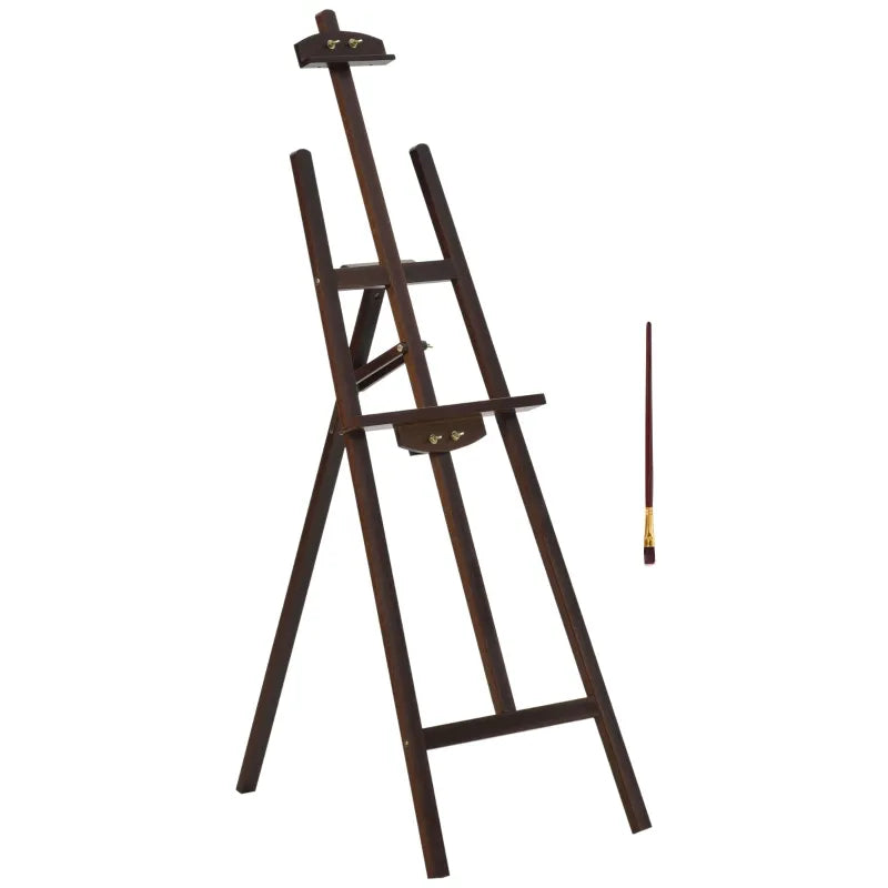 HOMCOM A-Frame Easel of Maximum Height 53", Holds Canvases Up to 43", Painting Studio Art Easel that Tilts up to 90° Degrees for Adults, Beginners, Students, Brown