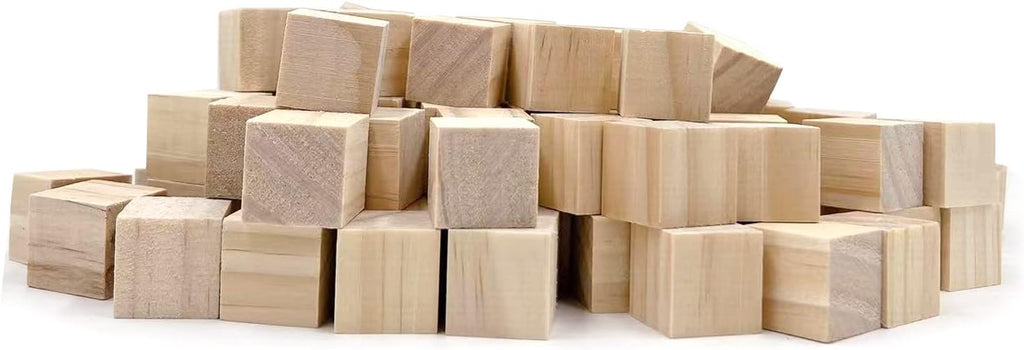 Wood Blocks for Crafts, Unfinished Wood Cubes, 3cm Natural Wooden