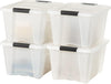 IRIS USA 32 Quart Stackable Plastic Storage Bins with Lids and Latching Buckles, 4 Pack - Pearl, Containers with Lids and Latches, Durable Nestable Closet, Garage, Totes, Tub Boxes Organizing
