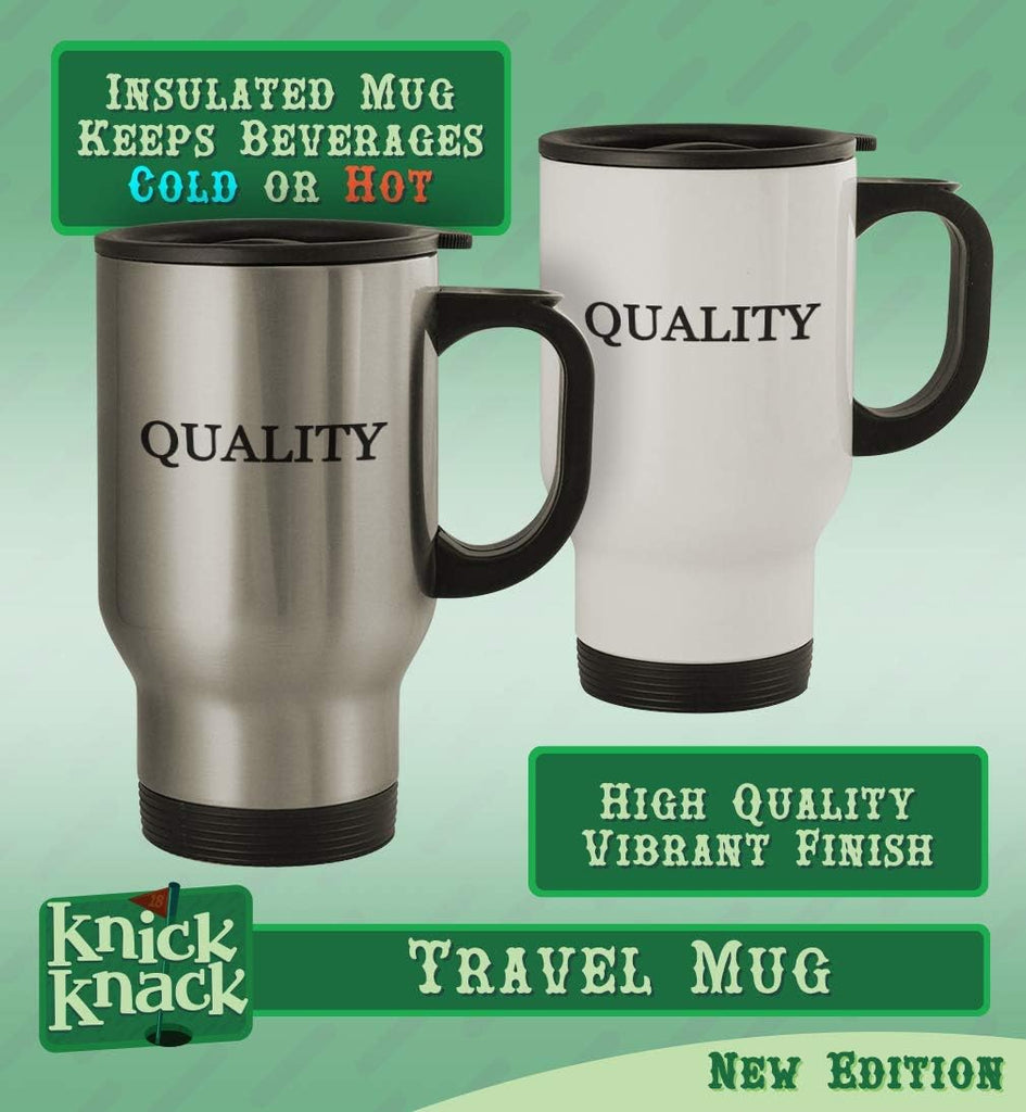 Knick Knack Gifts got acupressure? - 14oz Stainless Steel Travel Coffee Mug, Silver