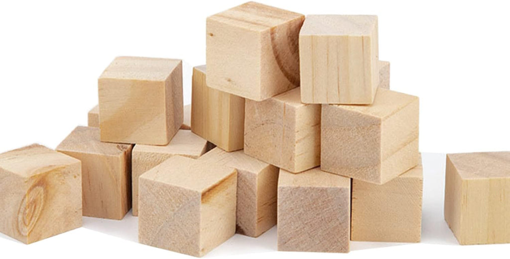 Wood Blocks for Crafts, Unfinished Wood Cubes, 1cm Natural Wooden