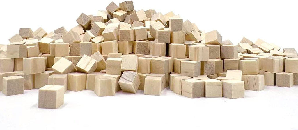 Wood Blocks for Crafts, Unfinished Wood Cubes, 1cm Natural Wooden Blocks, Pack of 300 Wood Square Blocks, Wooden Cubes for Arts and Crafts and DIY Projects