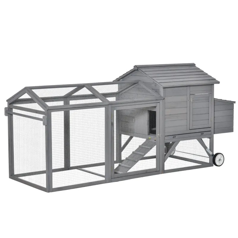 PawHut 114" Chicken Coop Wooden Large Chicken House Rabbit Hutch Customizable Poultry Hen Cage Backyard With Nesting Box, Runs, Ramp