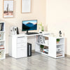 HOMCOM L-Shaped Computer Desk with Large Desktop, 3 Drawers and 5 Total Storage Shelves with Customized Assembly Options, White