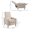 HOMCOM Manual Recliner, Fabric Tufted Club Chair, Home Theater Seating Reclining Sofa for Living Room, Cream White