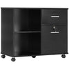 Vinsetto Lateral File Cabinet with Wheels, Mobile Printer Stand with Open Shelves and Drawers for A4 Size Documents, Black