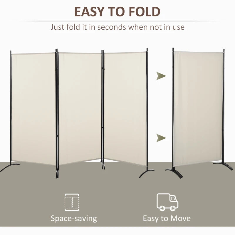 HOMCOM 3-Panel Privacy Screen Folding Room Divider for Indoor Bedroom Office 100" x 72" Beige