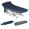 Outsunny Folding Camping Cot, Double Layer Heavy Duty Sleeping Cot with Carry Bag, Headrest, 2-Sided Reversible Mattress, Portable & Lightweight Cot Bed, Blue