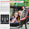 ShopEZ USA 2-in-1 Walk/Ride Foldable Child Baby Bike Trailer for Kids 2 Seater, High-Visibility Bike Stroller for Toddler Wagon, Weather-Strong Double Bicycle Trailer Accessory for Kids, Red