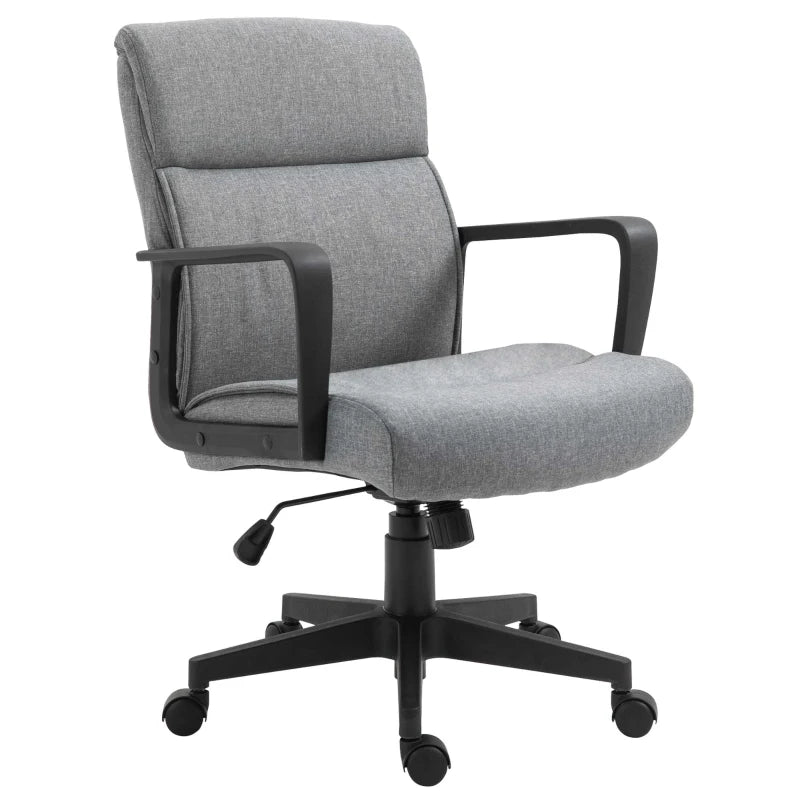 Vinsetto Linen Fabric Covered PC Task Chair with Rocking Function and Swivel Wheels, Grey