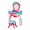 Qaba Kids Vanity Makeup Table Set with Chair, 36-Piece Princess Vanity Table and Comfortable Safe Stool, Imaginative Toy, Beauty Kits, Lights for 3 Years Old Red, Pink