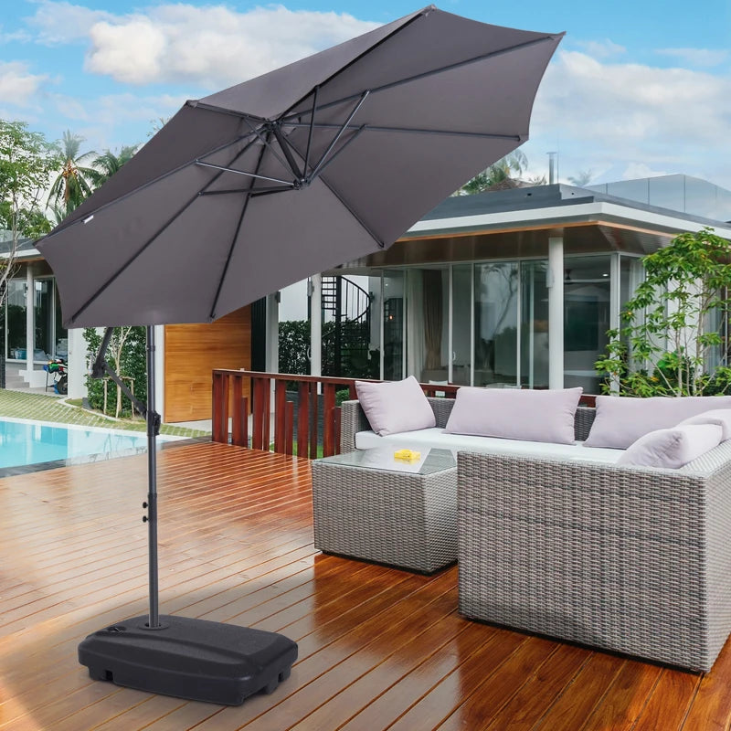 Outsunny Free Standing Portable 177 lbs Weighted Cantilever Offset Umbrella Base with Wheels