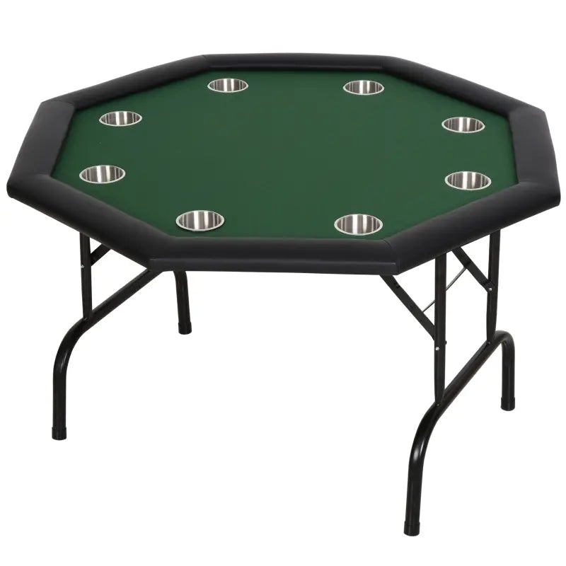 Soozier 3.9ft 8 Player Octagon Poker Table with Cup Holders Folding Green Top