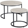 HOMCOM Round Nesting Tables Set of 2, Stacking Coffee Table Set with Metal Frame for Living Room, Dark Walnut