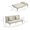 HOMCOM 2-Seater Convertible Sofa Bed with 7 Adjustable Angled Backrest Levels, 2 Pillows, and 5 Steel Legs, Cream White
