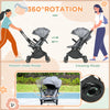 Qaba Lightweight Baby Stroller, Toddler Travel Stroller with Button-Click Fold, Compact Stroller with Storage Basket, Cup Holder, Sun Canopy, Adjustable Backrest Footrest, All Wheel Suspension, Black