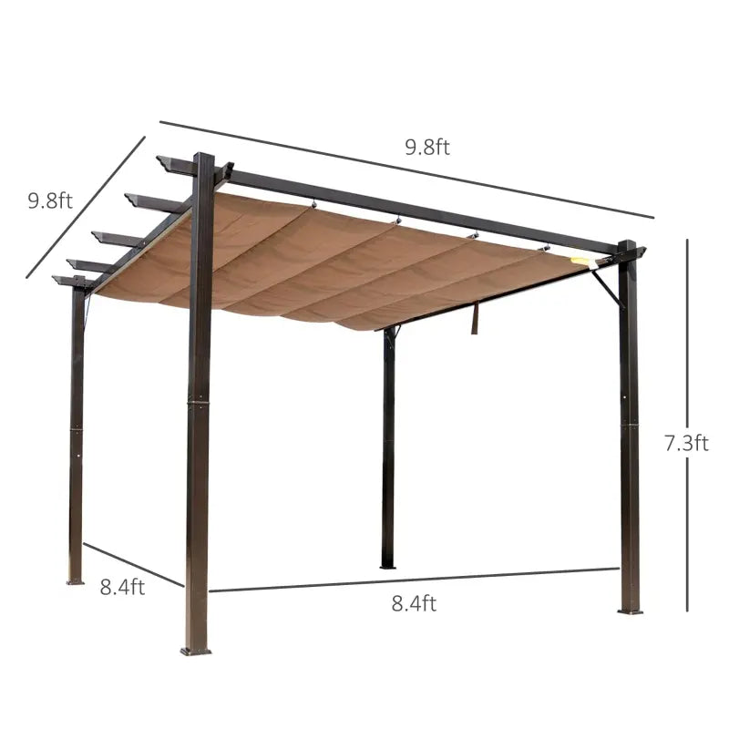 Outsunny 10' x 10' Outdoor Retractable Pergola Canopy, Aluminum Patio Pergola, Backyard Shade Shelter for Porch Party, Garden, Grill Gazebo, Grey