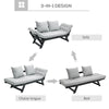 HOMCOM Single Person 3 Position Convertible Chaise Lounger Sofa Bed with 2 Large Pillows and Oak Frame, Dark Grey