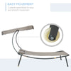 Outsunny Patio Double Chaise Lounge Chair, Outdoor Wheeled Hammock Daybed with Adjustable Canopy and Pillow for Sun Room, Garden, or Poolside, Beige