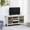 HOMCOM TV Cabinet, Farmhouse TV Stand for 55 Inch TV, Entertainment Center with Adjustable Shelves and Doors for Living Room, White