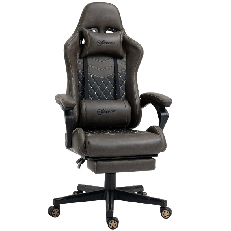 Vinsetto Racing Gaming Chair Diamond PU Leather Office Gamer Chair High Back Swivel Recliner with Footrest, Lumbar Support, Adjustable Height, Black