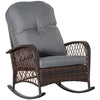 Outsunny Outdoor PE Rattan Rocking Chair, Patio Wicker Recliner Rocker Chair with Soft Cushion, Grey