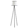 HOMCOM Modern Tripod Floor Lamp Free Standing Land Lamp w/ Steel Frame, Footswitch, Fabric Lampshade and E26 Base for Living Room, Bedroom, Office, Gold