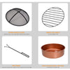 Outsunny Copper-Colored Round Basin Wood Fire Pit Bowl with Organic Black Base, a Wood Poker & Mesh Screen for Embers