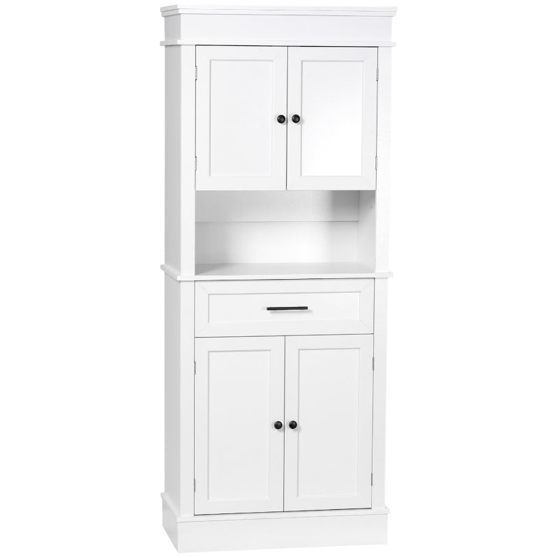 HOMCOM Kitchen Hutch Cabinet with Countertop, Kitchen Pantry Storage Cabinet with Wide Drawer, Buffet Hutch, White