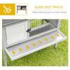 PawHut Wooden Rabbit Hutch, Bunny Cage for Small Pet w/ Slide-out Tray, Openable Roof