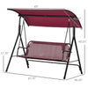 Outsunny Outdoor Patio Swing Chair, Seats 3 Adults, Adjustable Sun Shade Canopy, Strong Steel Frame, Comfortable Rocker Bench, Red
